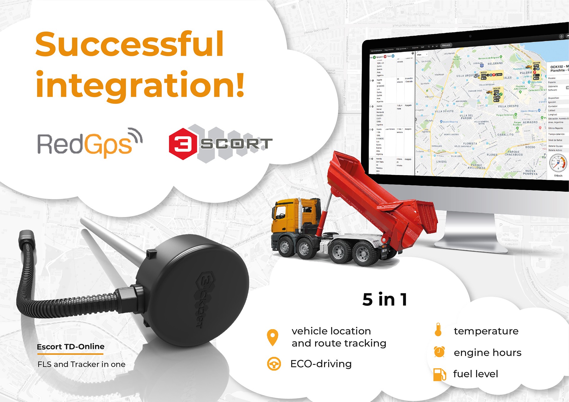 integration of RedGPS and fuel level sensor Escort TD-ONLINE