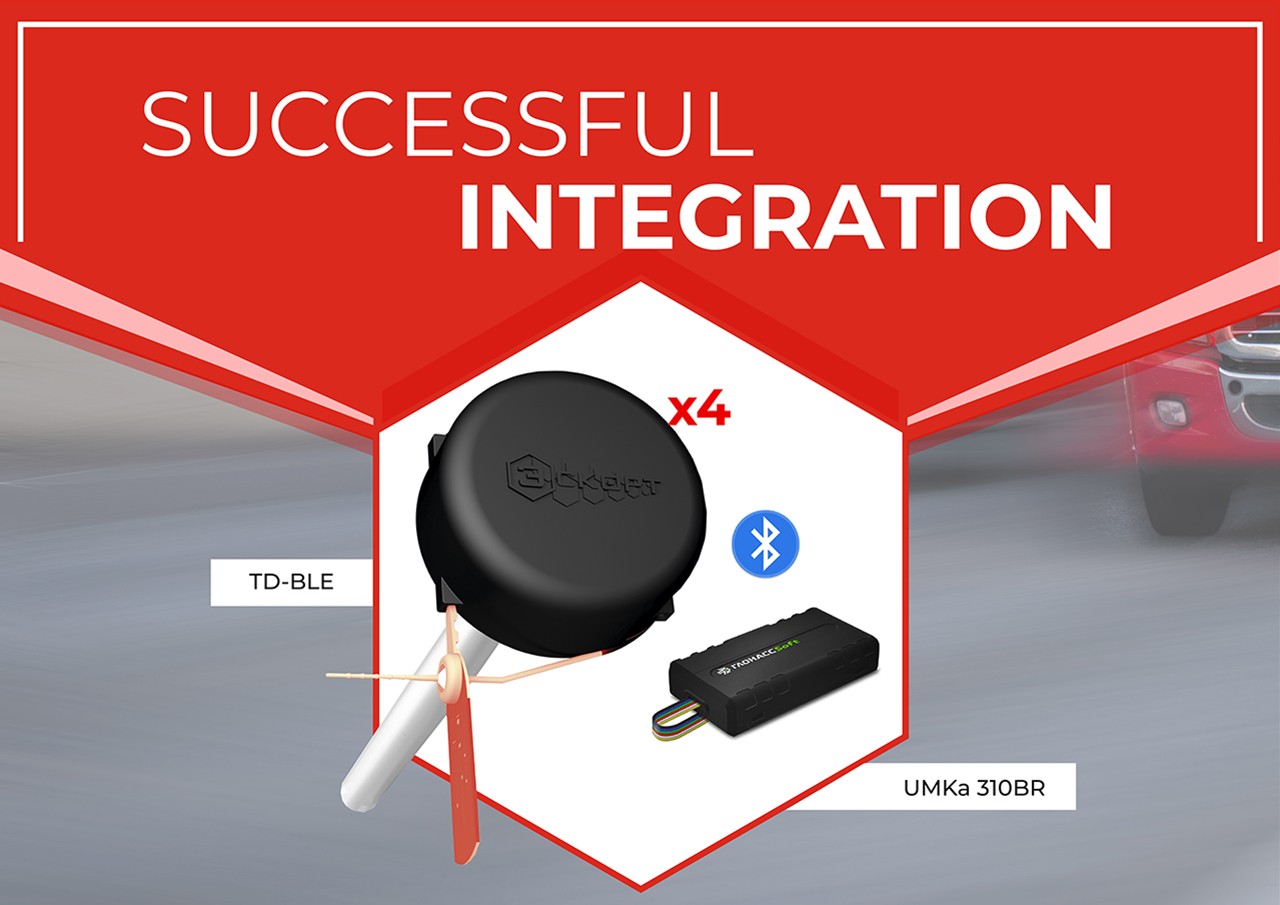 Integration of wireless FLS Escort TD-BLE and trackers Glonasssoft UMKa310BR