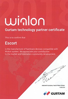 Certificado de compatibilidad con tecnologías de Gurtam